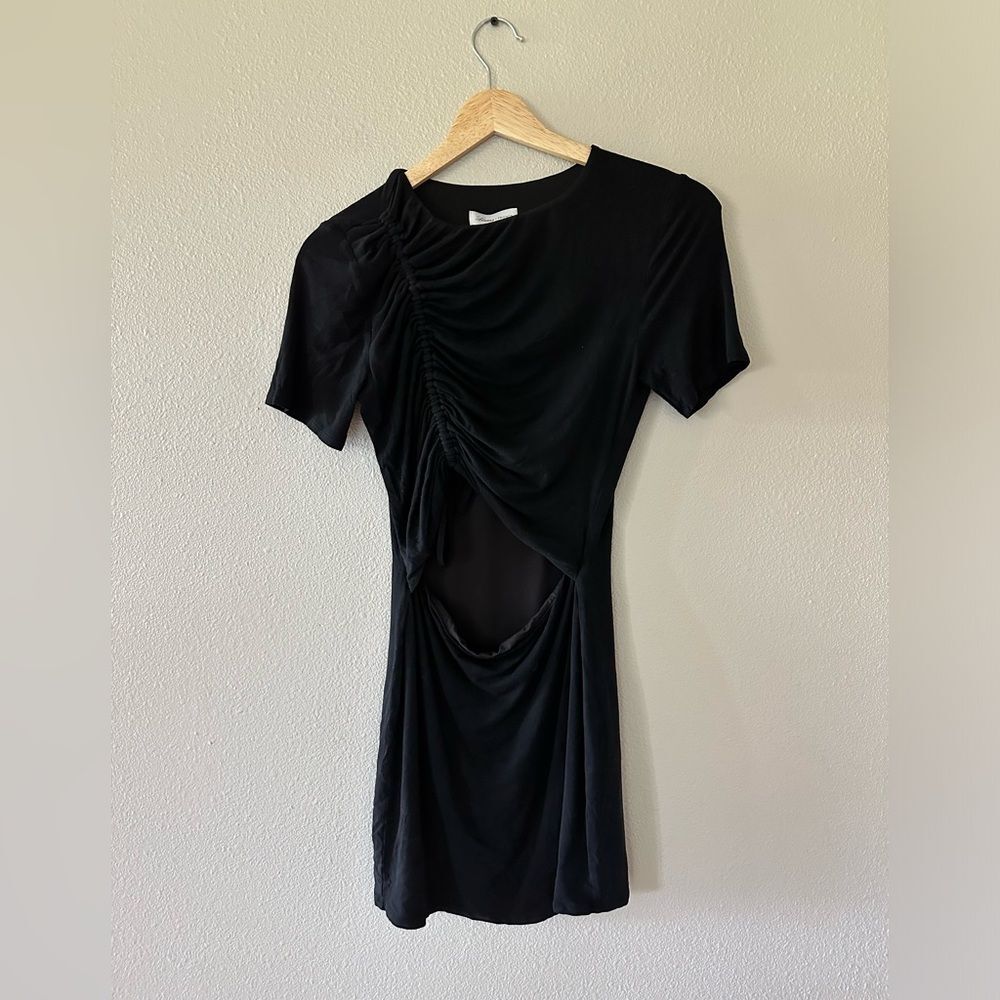 Lovers and Friends Black Short Sleeve Cutout Ruched Mini Dress Size S